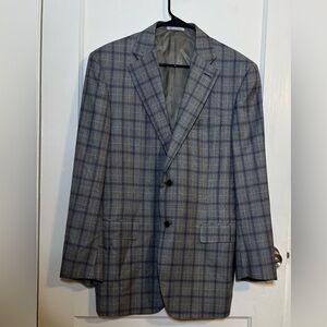 Canali Gray and Blue Checkered Blazer